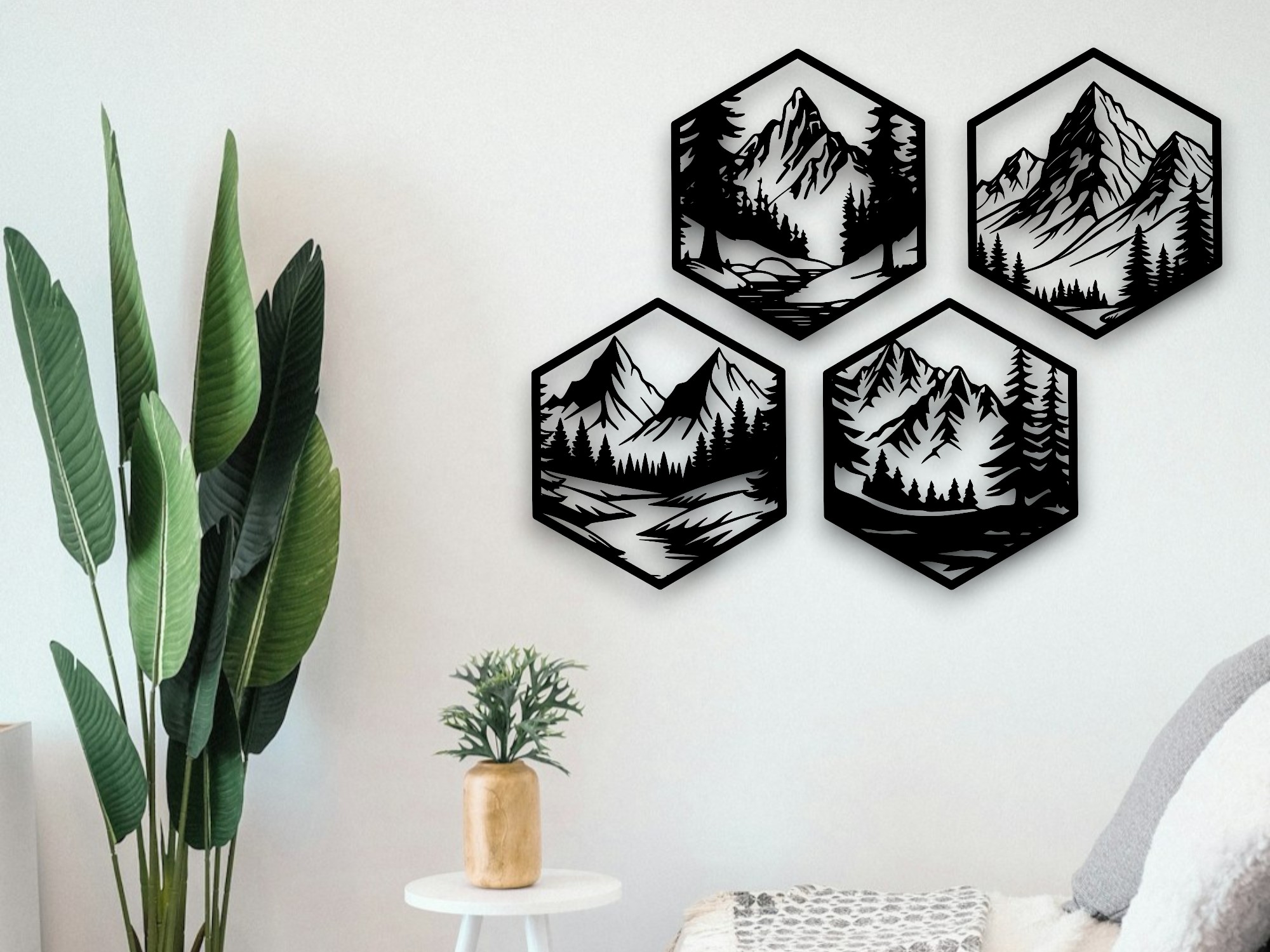 Hexagon Mountains Wall Art - v2