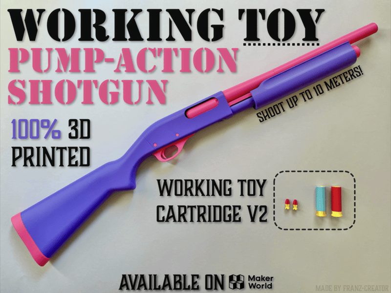 Working TOY Pump-action Shotgun • 100% 3D Printed