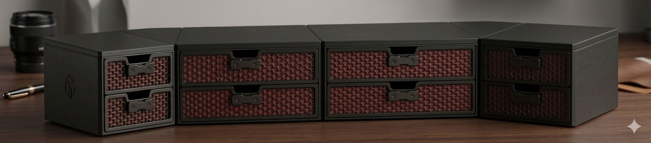 Full Desk Organizer & Monitor Stand + Stackable Drawers