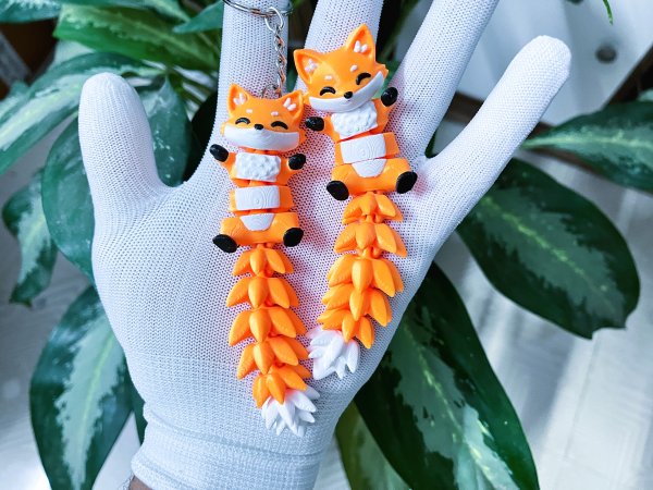 Fluffy Tail Cute Flexi Fox with - Toy / Keychain