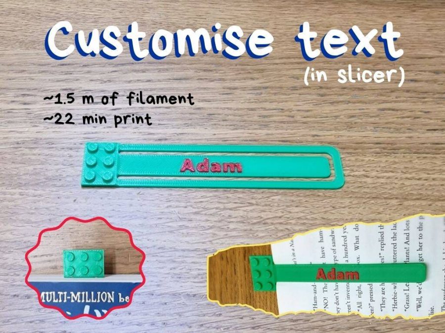 Brick compatible bookmark - customize, personalize in slicer