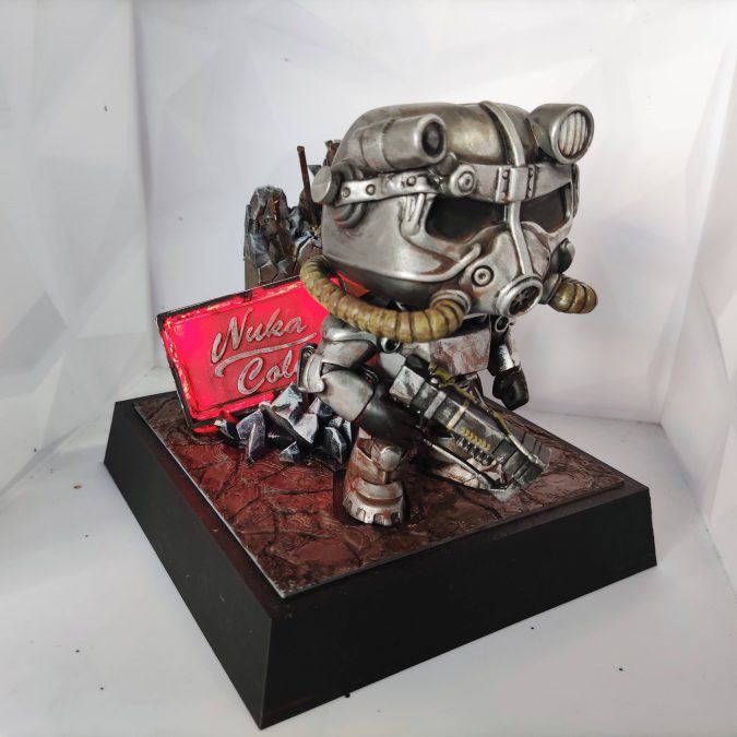 Fallout Pop funko Inspired Diorama with mini Nuka Cola Neon Sign