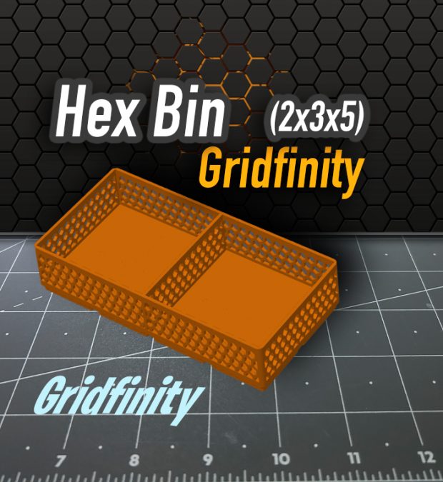 Hex Bin w/Divider Gridfinity 2x3x5