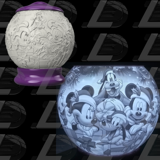 Mickey Christmas night light lithophane