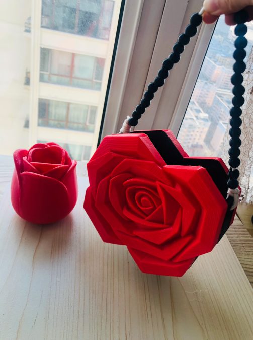 Valentine’s Rose Gift Box & Mini Rose Purse Pouch Wearable Set – Stylish Desk Organizer【玫瑰包包】