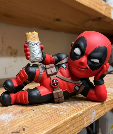 Funny Chibi Deadpool Figure | Marvel Fan Art Statue