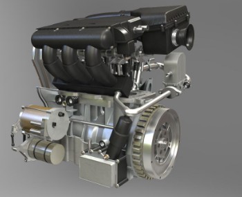 Modelo Detallado de Motor V6 con 6 Pistones