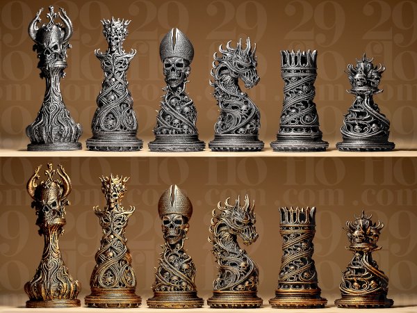 Gothic Ornamental Chess Set