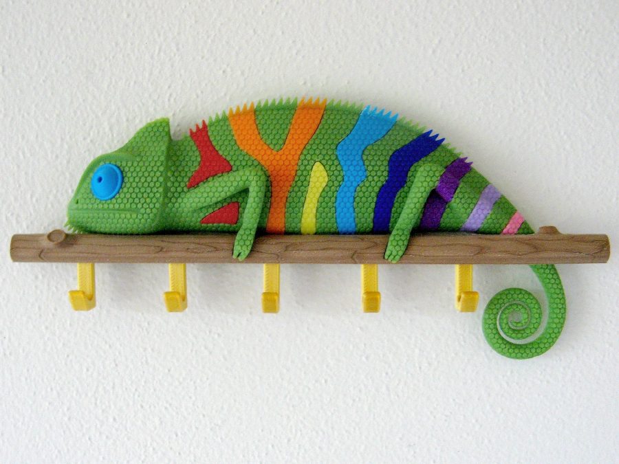 Multi Color Chameleon Wall Art / Key Holder