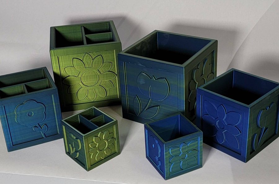 Flowered Pencil Box (with or without dividers)