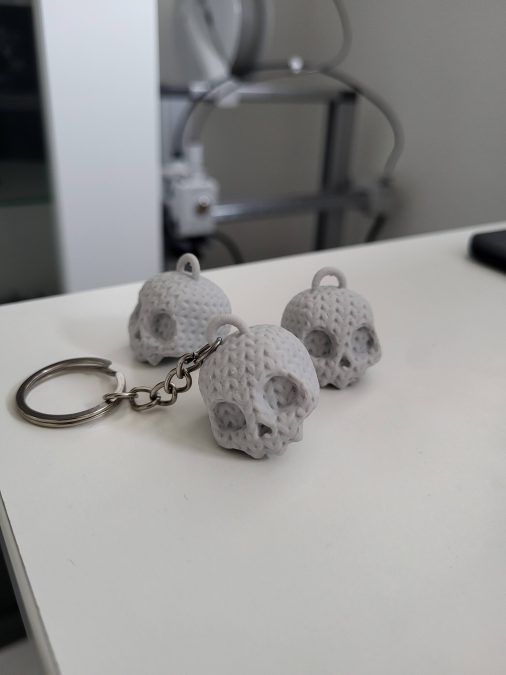 Cute Skull keychain - knitted version