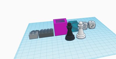 lego, pot, dice, ches pawn