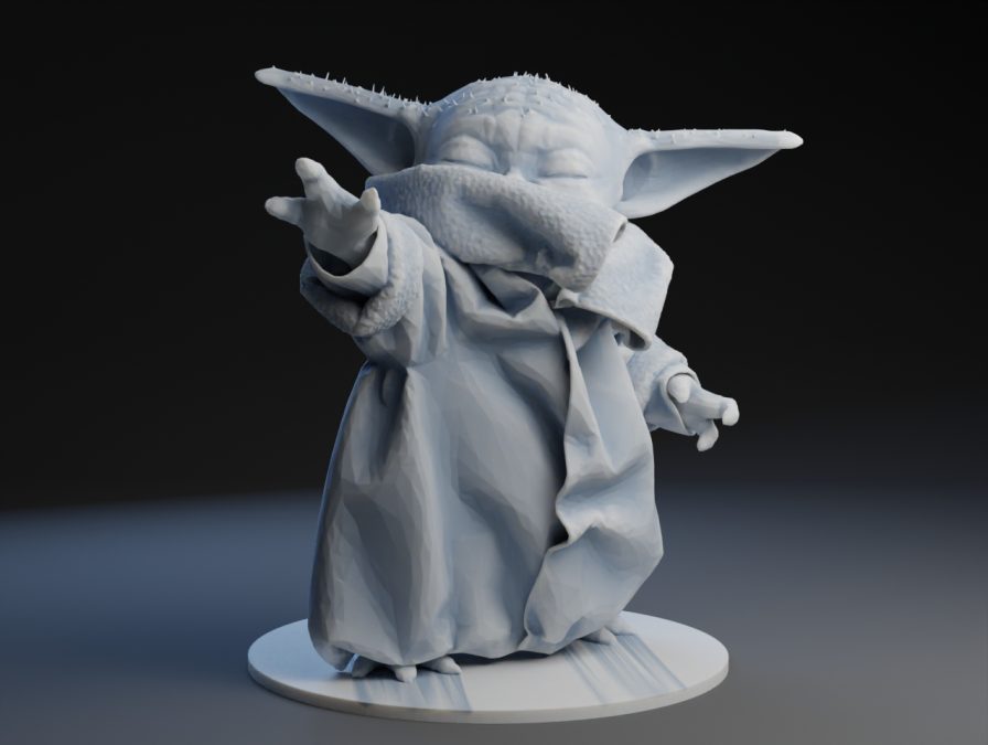 Baby Grogu using the force.