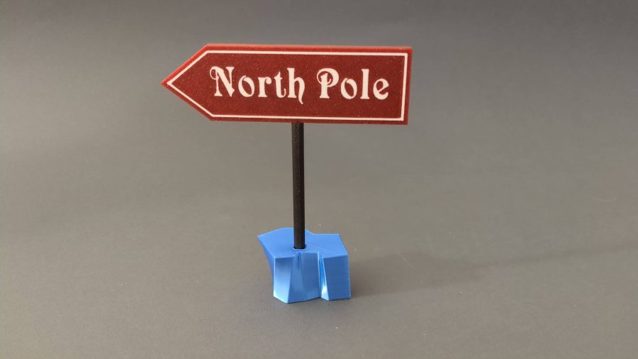 North Pole Sign into ice
