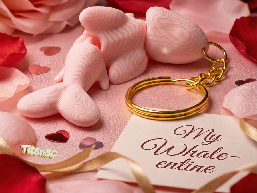 Flexi Whale With Heart Tail, Cute Valentine Print