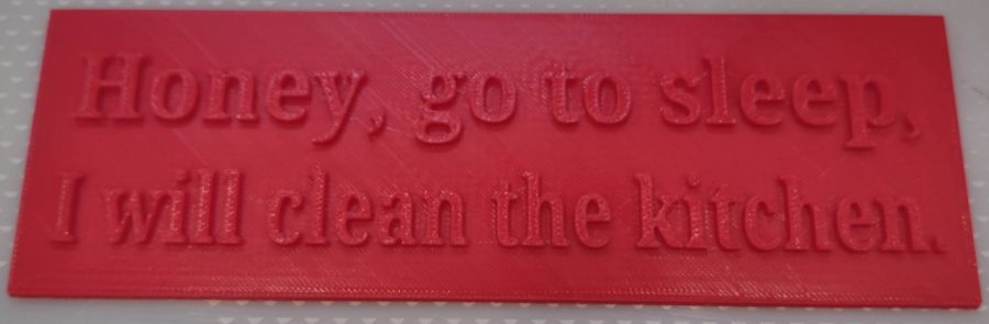 Message to wife that she can go to bed and not need to care about the kitchen