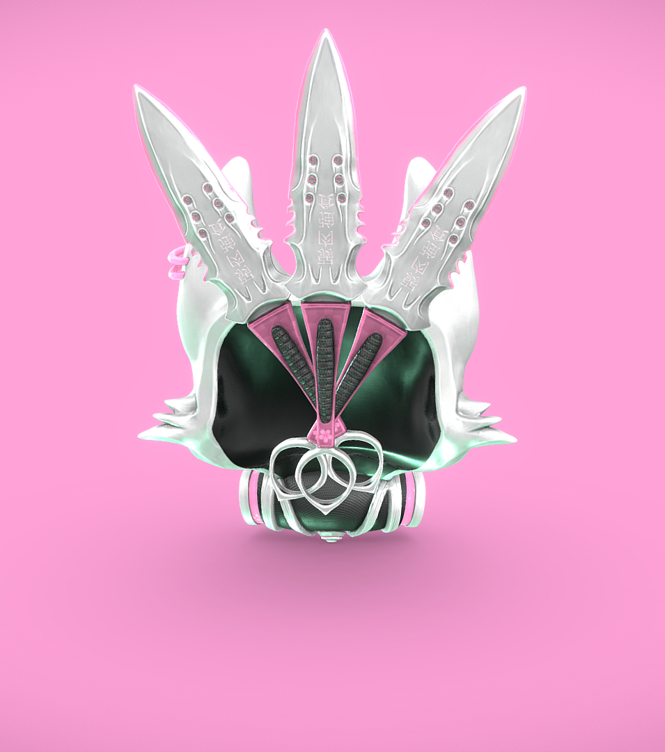 Cyberpunk Kitsune Mask and Kunai