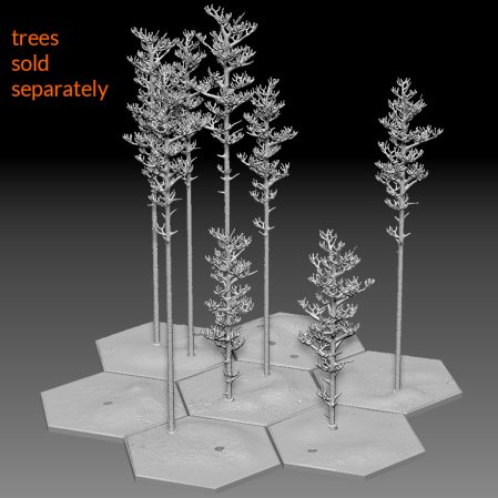 Tabletop wargaming hex pods for miniature figures forest etc.