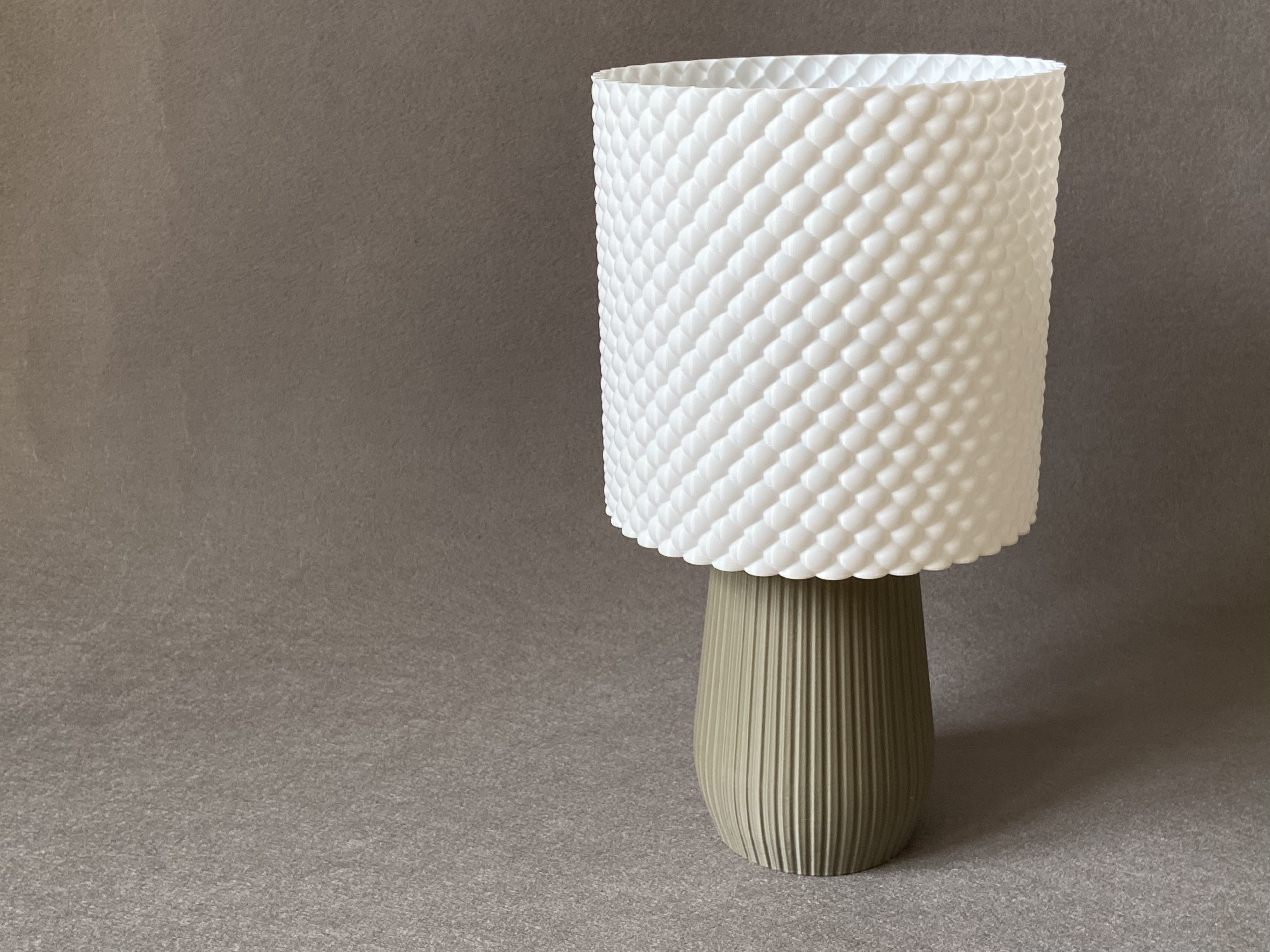 Mid Century Bubble Shade Ribbed Base Table Lamp, Vase Mode, No Supports