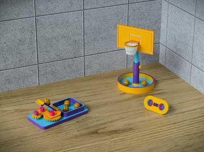 Miniature Arcade Desktop Basketball Game With Turret Aiming