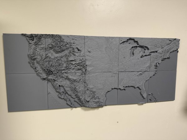 Contiguous United States Topographic Relief Map Wall Art