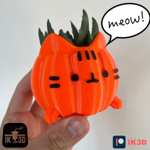 HALLOWEEN PUSHEEN KITTEN PUMPKIN PLANTER - SINGLE AND COLOR FILE NO SUPPORTS
