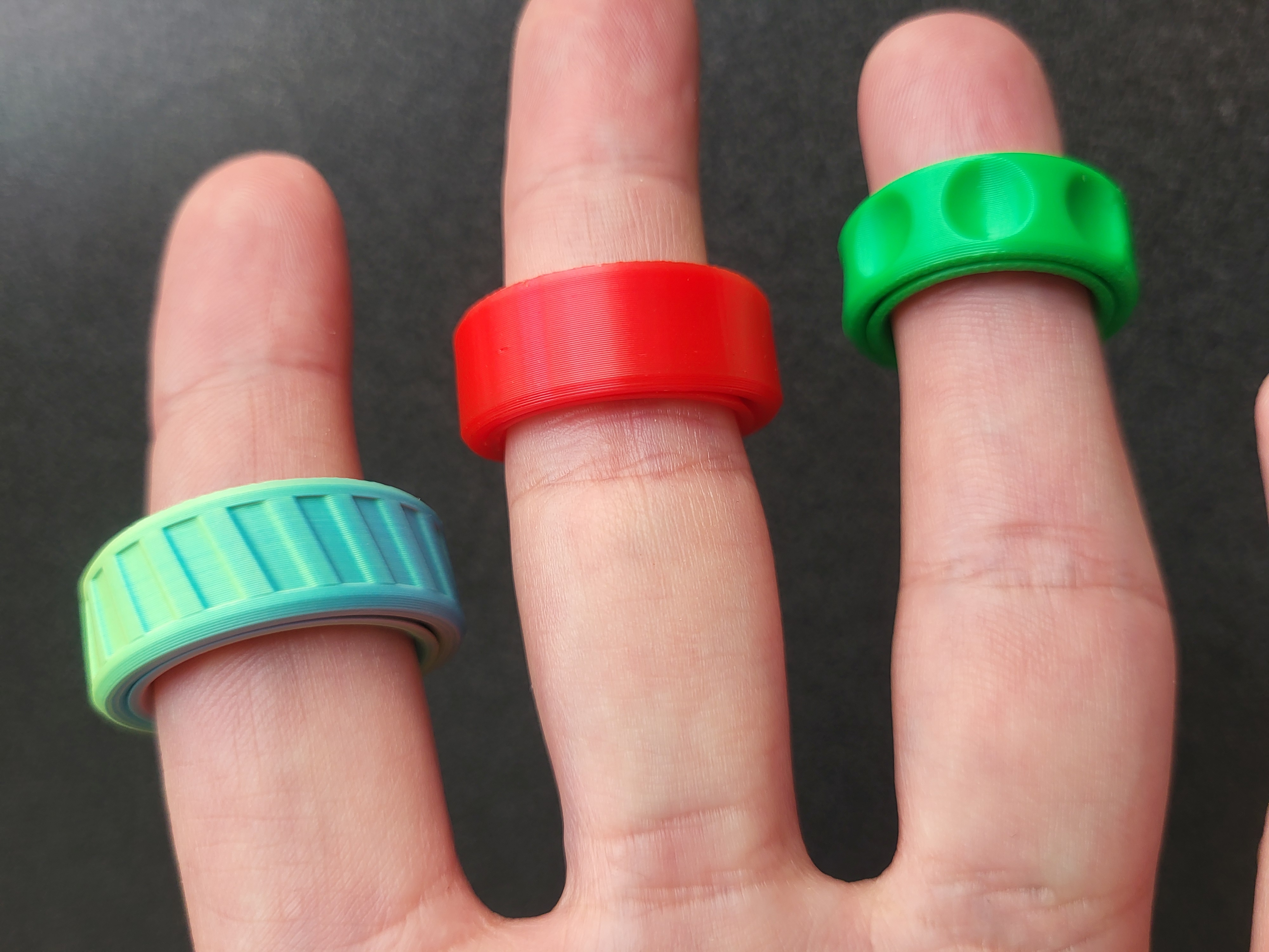 3D Printed Rotating Fidget Ring – Anti-Stress Spinner Band – 4 Sizes Available