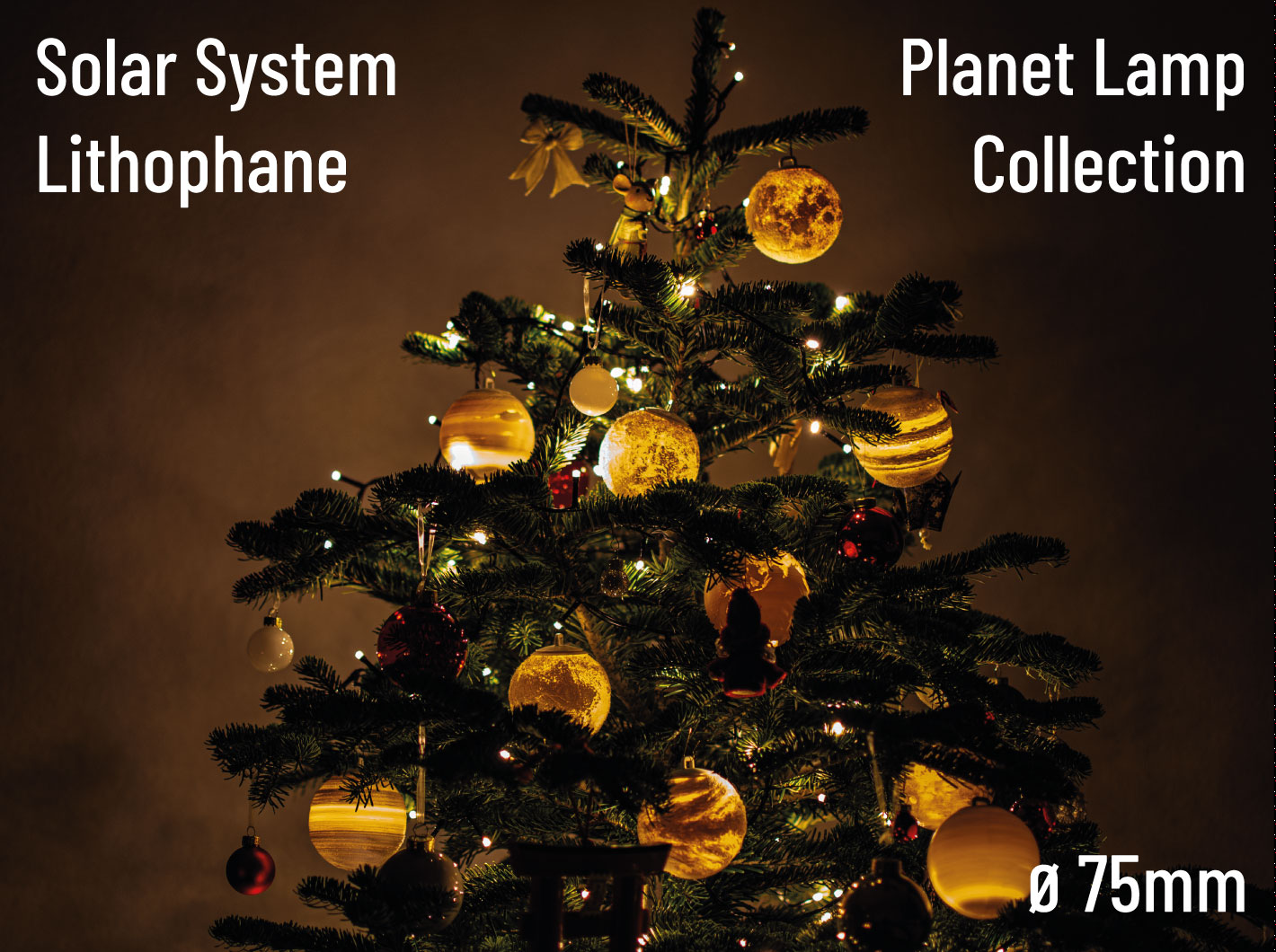 Solar System Lithophane Planet Lamp Collection - ⌀75mm