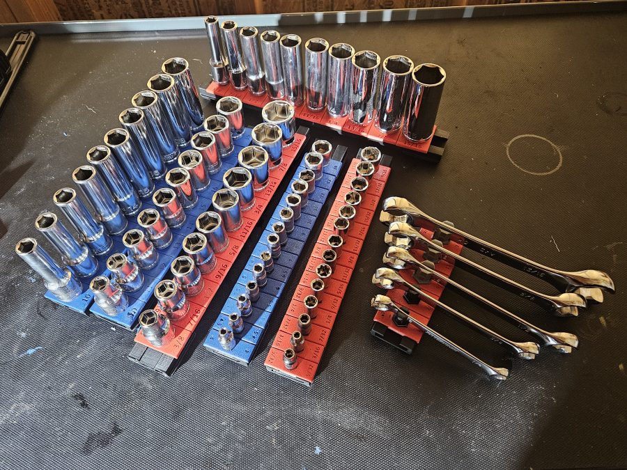 TrackTwist socket holder organizer 3/4" 1/2" 3/8" 1/4" drive SAE METRIC gridfinity V2 Wrench and tool organizer