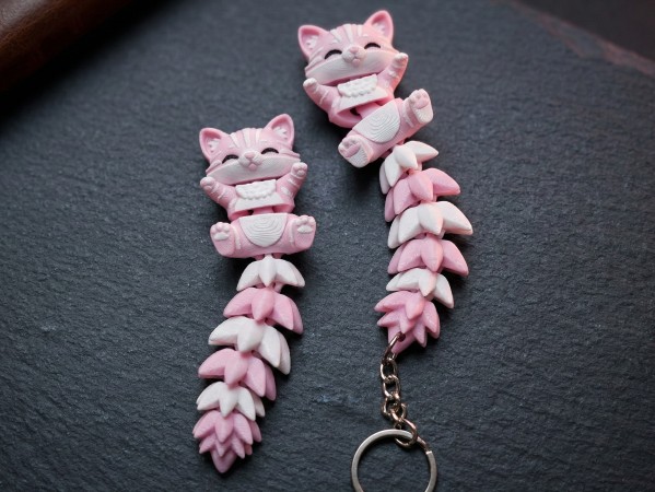 Fluffy Tail Cute Flexi Cat Toy / Keychain
