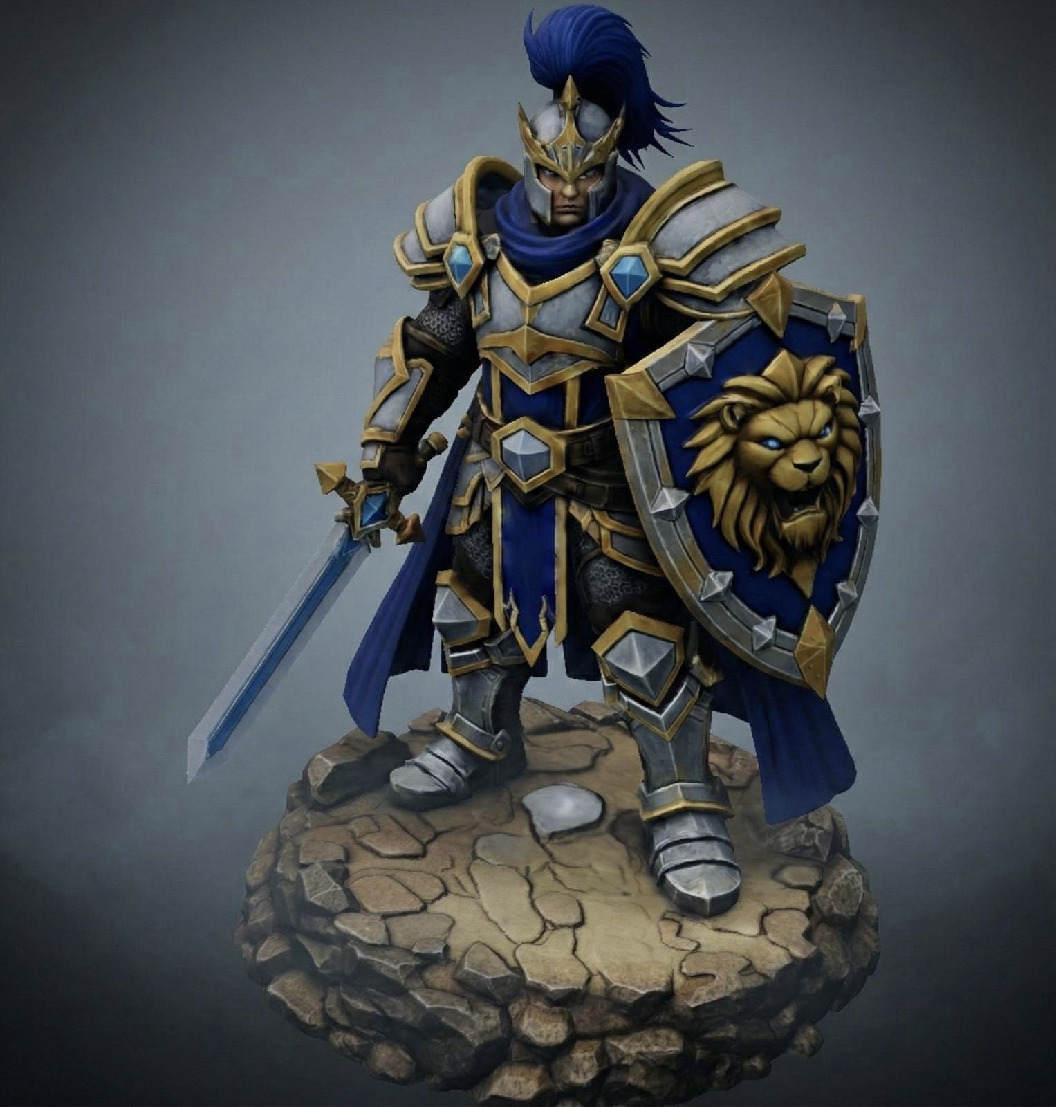 Bloodbound Realms – Human – Lionguard Warrior, Shieldbearer of the Iron Covenant (Dark Fantasy 3D Printable Miniature STL)