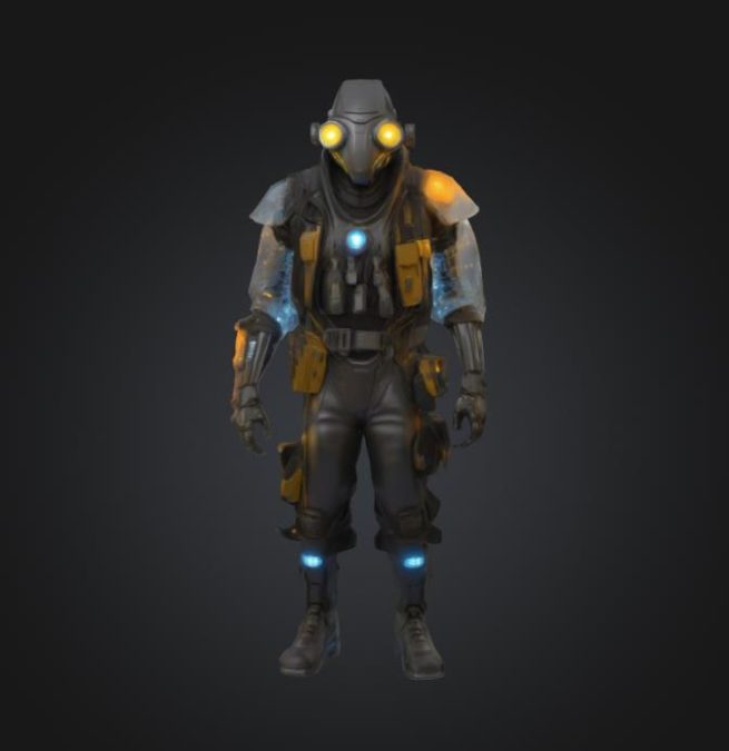 Steampunk sentinel figure