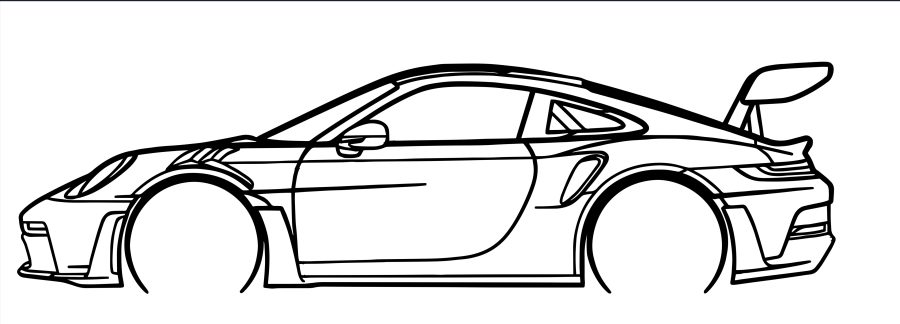 Porsche GT3 RS 992 Silhouette Wall Art
