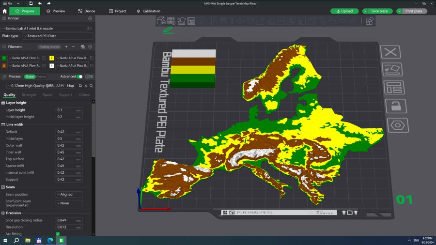 Terrain Map - Colored - Mini Simplifyed Europe