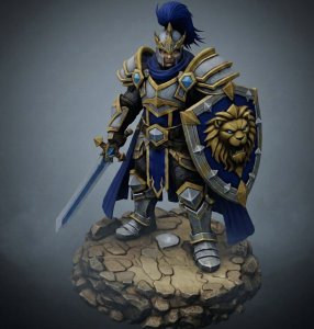 Bloodbound Realms – Human – Lionguard Warrior, Shieldbearer of the Iron Covenant (Dark Fantasy 3D Printable Miniature STL)