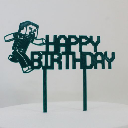 Minecraft Happy Birthday Cake Topper Stev