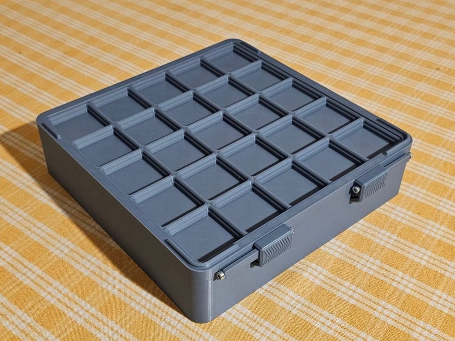 Gridfinity 5x5x6 box stackable with sliding lock