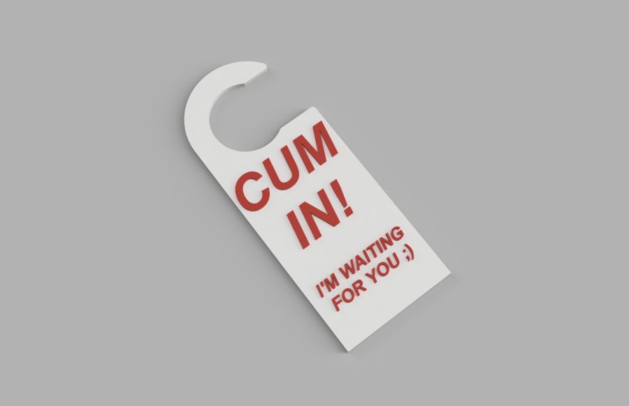 CUM IN! door hanger