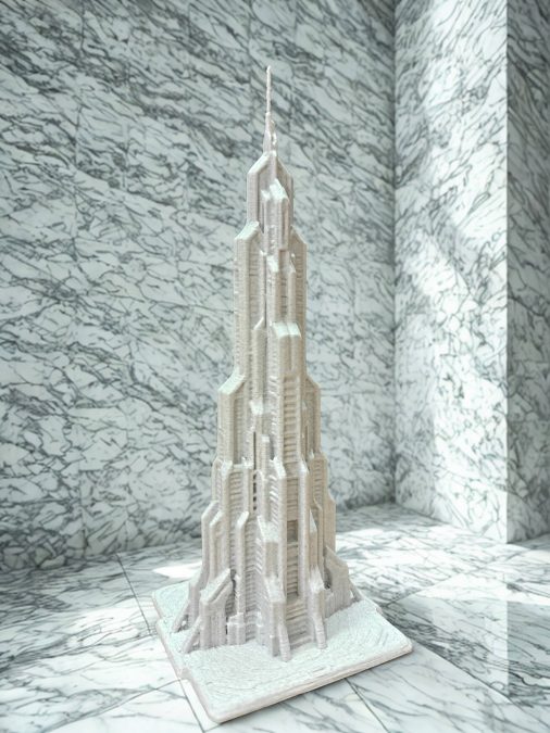 Futuristic marble skyscraper