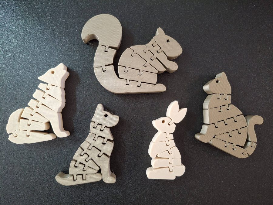 Flexy Pets / Articulated Cat, Dog, Squirrel, Bunny & Wolf