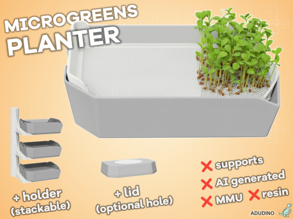 Microgreens Planter / Cress Sprouter - Growing Kit with Seed Mesh, Stackable Holder, Lid + Instructions