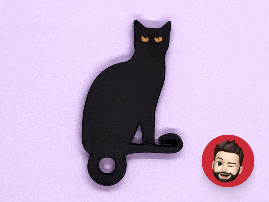Halloween black cat keychain