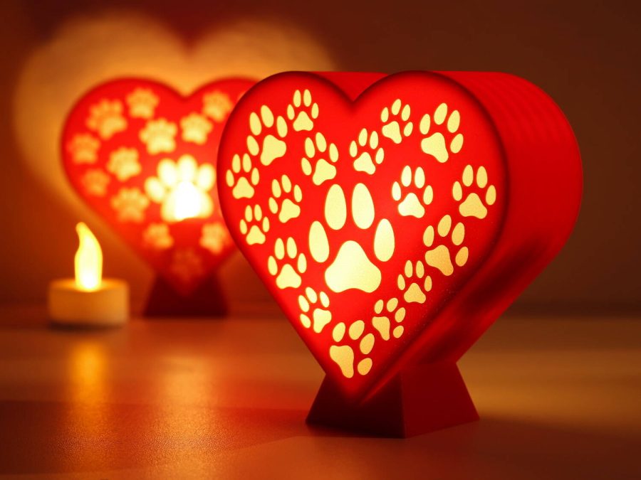 Dog Paws on Heart Lamp / Keepsake