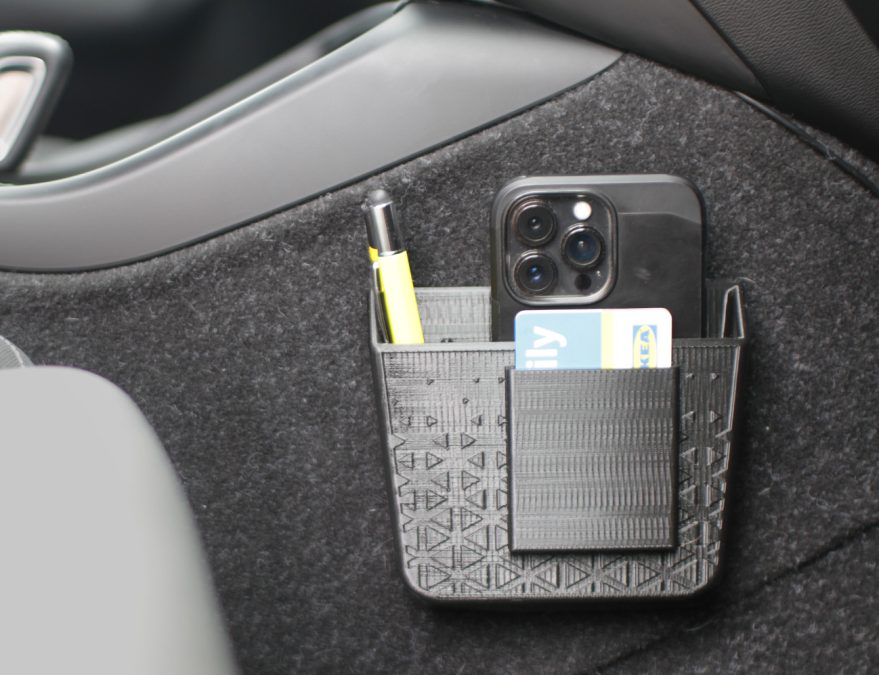 Beautiful and elegant car organizer attached with velcro (for phone, cards, pen)