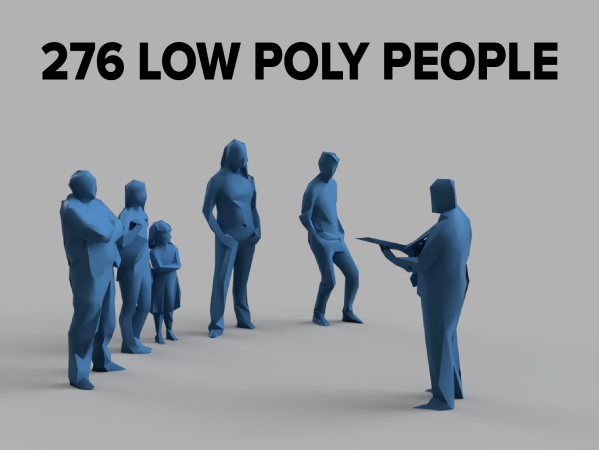 276 Human Low Poly People Pack (architectural model building assets)