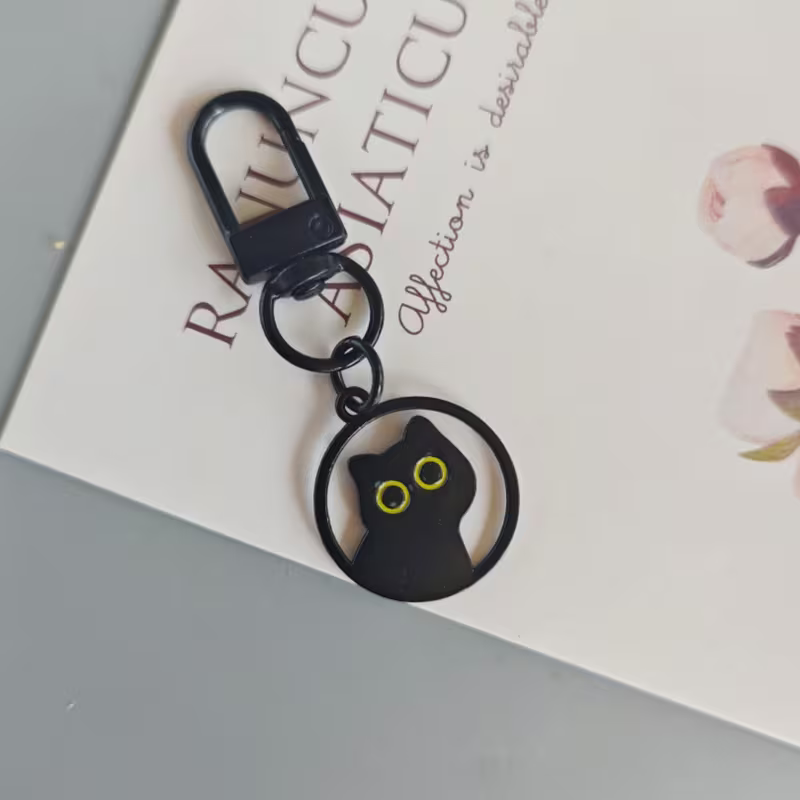2D Black Cat Keychain & Pendant