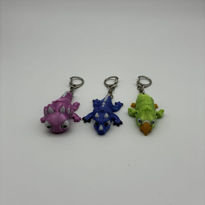 Flexi set na klíče – axolotl, triceratops a papoušek