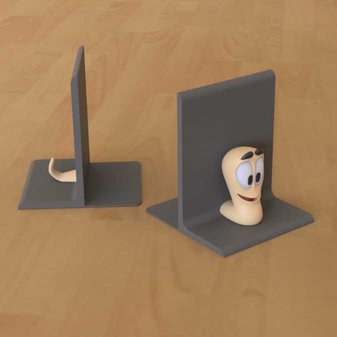 The Friendly Bookworm: a playful bookend with a "Worms" creature