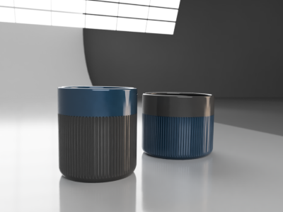 Fluted penholder and pot/ Stojánek na tužky a květináč s kanelurami