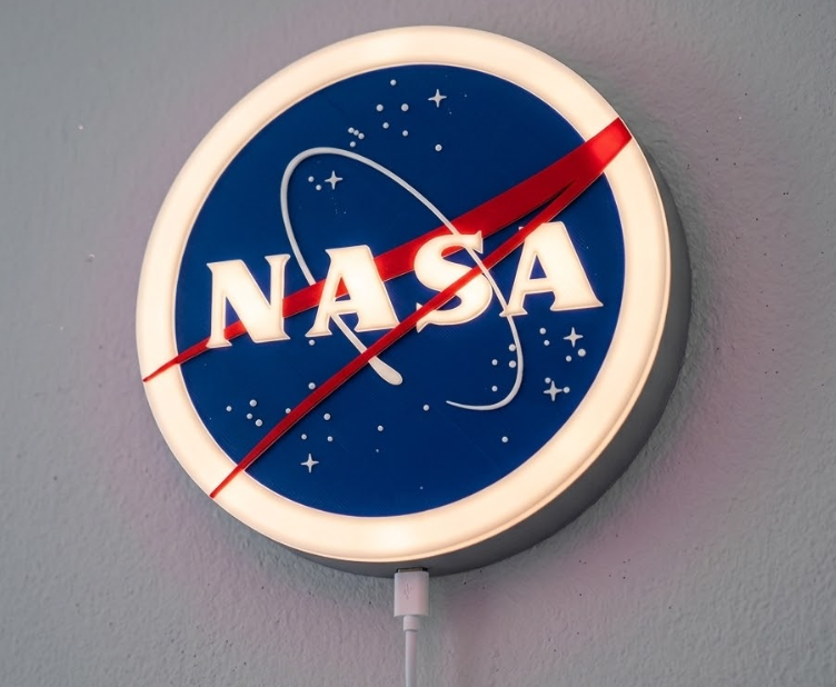 NASA Lightbox - 3D Printed Wall Decor // NASA LED Wall Sign